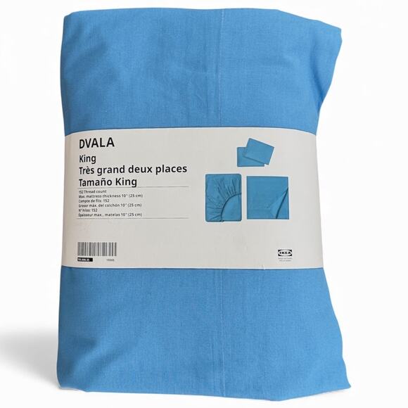 IKEA DVALA Blue King 4 Piece Sheet Set - Picture 1 of 2